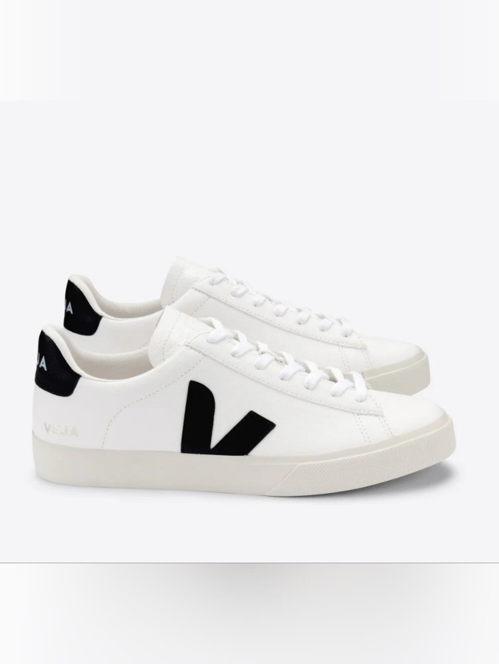Veja Campo White Sneakers with Black V Logo